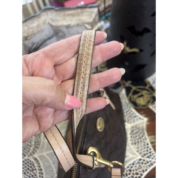 Coach Peyton Signature Cora Domed Satchel Handbag Tote Brown Tan F26184 - Picture 10 of 15